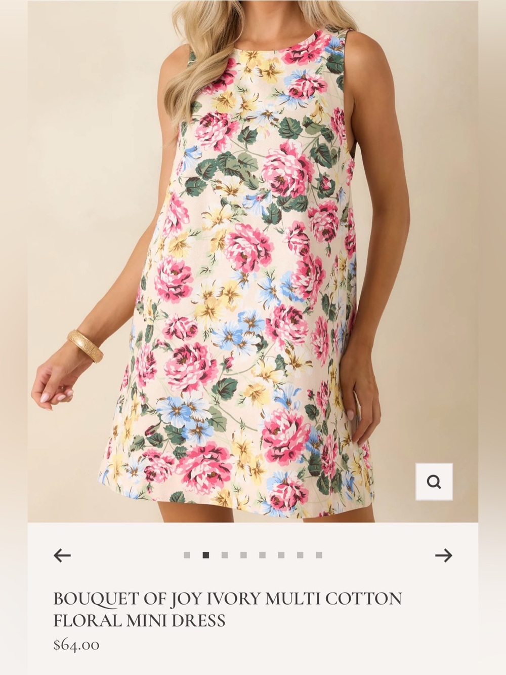 Ivory Floral Sleeveless Mini Dress